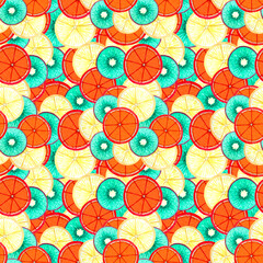 pattern fruits kiwi orange lemon  lie on top of each other