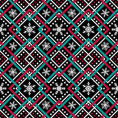 Holidays vector pattern, Christmas seamless pattern, winter pattern with snowflakes 
