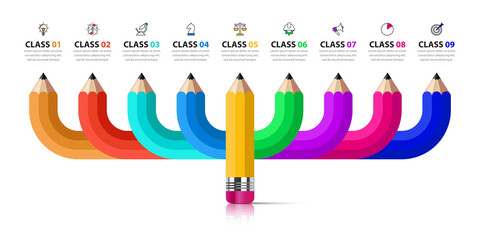 Infographic design template. Education concept with 9 steps