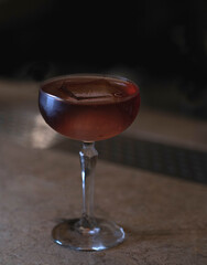 Delicious elegant orange cocktail in top bar restaurant in bogota colombia