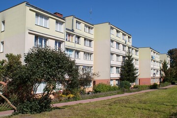 Fototapeta na wymiar apartment blocks from the 1960s in a housing estate in Plock, Poland 