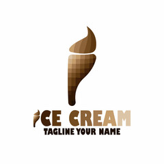 ice cream icon logo vector. chocolate ice cream in waffle cup sign