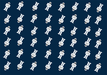 Wallpaper with astronout motif on dark blue background