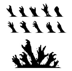 zombie hands vector set