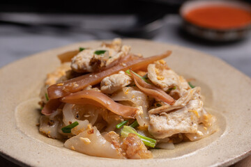 Stir Fried Rice Noodles with Chicken.| Thai Food