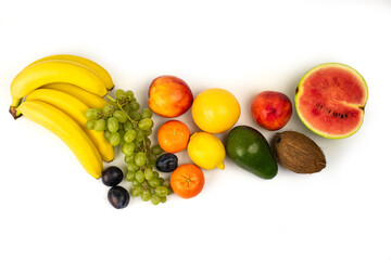 Fresh fruits isolated on white background