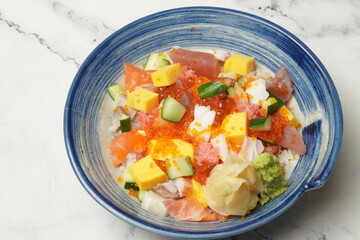 Japanese seafood rice bowl