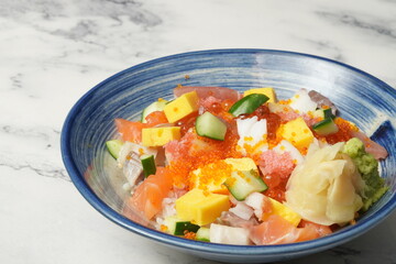 Japanese seafood rice bowl