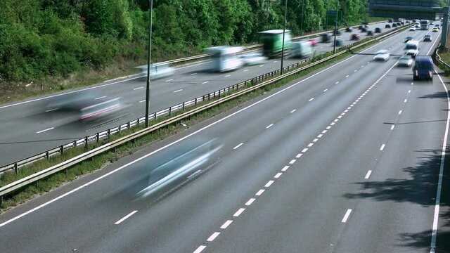 Timelapse of traffic on the A14 road at Kettering Northamptonshire England.