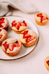 homemade strawberry muffins, little cakes, strawberry and pistachio friands