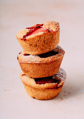 homemade strawberry muffins, little cakes, strawberry and pistachio friands