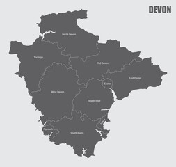 Obraz premium Devon county administrative map
