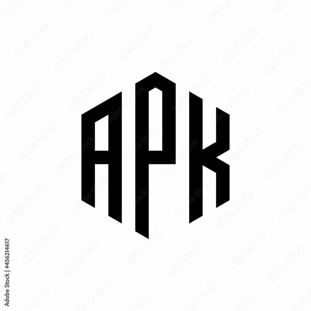 Wall mural APK Initial three letter logo hexagon