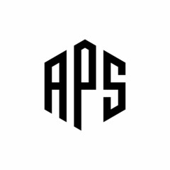APS Initial three letter logo hexagon