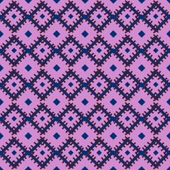 seamless pattern with the image of an ornament in the form of symmetrical patches sewn together in a dark pink shade for prints on fabrics for clothes and bed linen, as well as for interior decoration