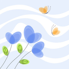 decorative flowers butterflies pattern abstraction waves