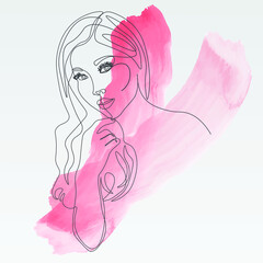 Surreal Faces Continuous line, drawing of set faces and hairstyle, fashion concept, woman beauty minimalist, vector illustration pretty sexy. Contemporary portrait
