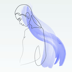 Surreal Faces Continuous line, drawing of set faces and hairstyle, fashion concept, woman beauty minimalist, vector illustration pretty sexy. Contemporary portrait
