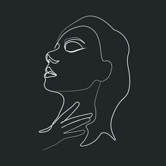 Surreal Faces Continuous line, drawing of set faces and hairstyle, fashion concept, woman beauty minimalist, vector illustration pretty sexy. Contemporary portrait