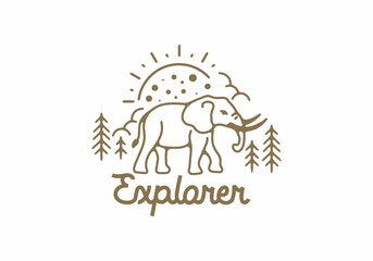 Line art illustration of elephant