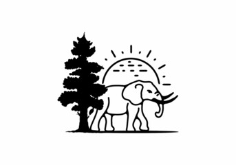 Line art illustration of elephant