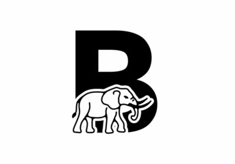 Initial letter B with elephant shape line art