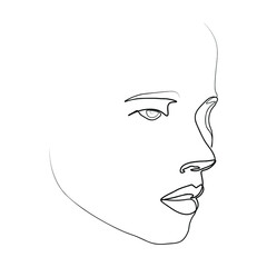 Surreal Faces Continuous line, drawing of set faces and hairstyle, fashion concept, woman beauty minimalist, vector illustration pretty sexy. Contemporary portrait