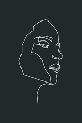 Surreal Faces Continuous line, drawing of set faces and hairstyle, fashion concept, woman beauty minimalist, vector illustration pretty sexy. Contemporary portrait