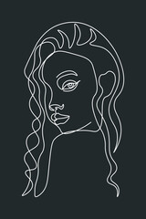 Surreal Faces Continuous line, drawing of set faces and hairstyle, fashion concept, woman beauty minimalist, vector illustration pretty sexy. Contemporary portrait