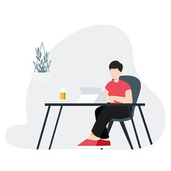 Work at home.freelance working online from home.illustrated.