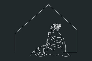 continuous line drawing of Nativity of Jesus