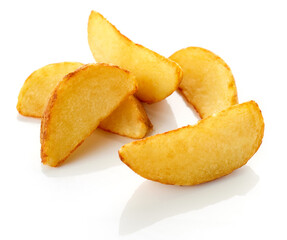 Potato wedges isolated on white