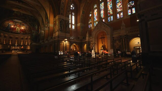 Inside of the Basilica of Sainte-Th&eacute;r&egrave;se Lisieux in France