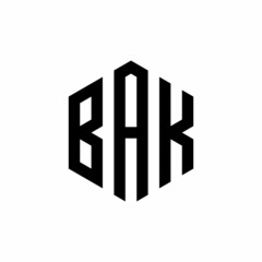 BAK Initial three letter logo hexagon