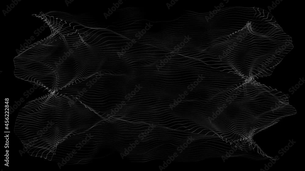 Poster Abstract Network Mesh Waving Fx Background Loop/ 4k animation of an abstract fractal digital mesh background with blur focus seamless looping