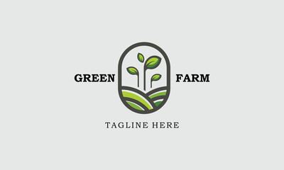 Green farmer vintage modern logo vector, farm badge logo template
