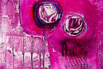 Pattern of multicolor abstract acrylic contemporary art craquelure texture