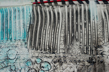 Pattern of multicolor abstract acrylic contemporary art craquelure texture