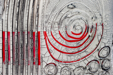 Pattern of multicolor abstract acrylic contemporary art craquelure texture