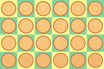 background from a set of tree rings in flat style
