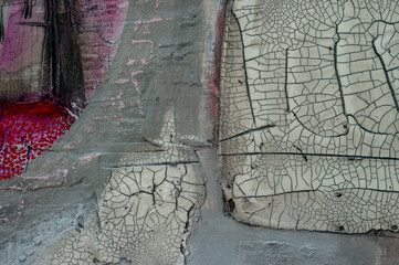 Pattern of multicolor abstract acrylic contemporary art craquelure texture