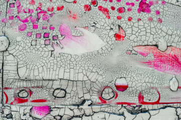 Pattern of multicolor abstract acrylic contemporary art craquelure texture