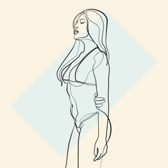 Surreal Faces Continuous line, drawing of set faces and hairstyle, fashion concept, woman beauty minimalist, vector illustration pretty sexy. Contemporary portrait