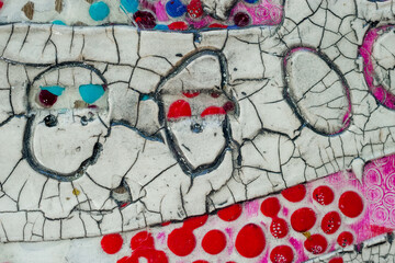 Pattern of multicolor abstract acrylic contemporary art craquelure texture
