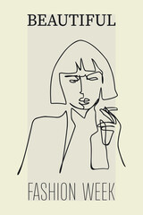 Surreal Faces Continuous line, drawing of set faces and hairstyle, fashion concept, woman beauty minimalist, vector illustration pretty sexy. Contemporary portrait