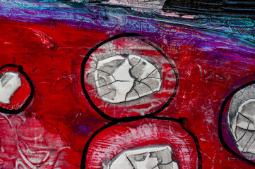 Pattern of multicolor abstract acrylic contemporary art craquelure texture