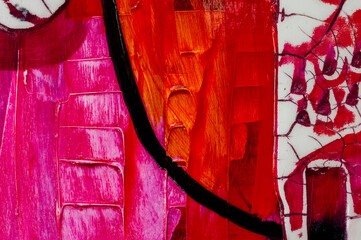 Pattern of multicolor abstract acrylic contemporary art craquelure texture