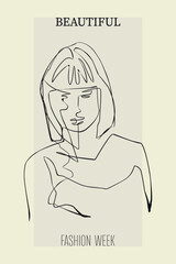 Surreal Faces Continuous line, drawing of set faces and hairstyle, fashion concept, woman beauty minimalist, vector illustration pretty sexy. Contemporary portrait