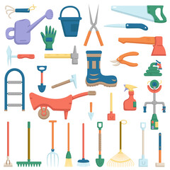 gardener tool set in flat style