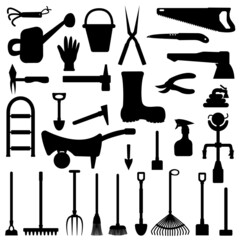 black gardener tools set